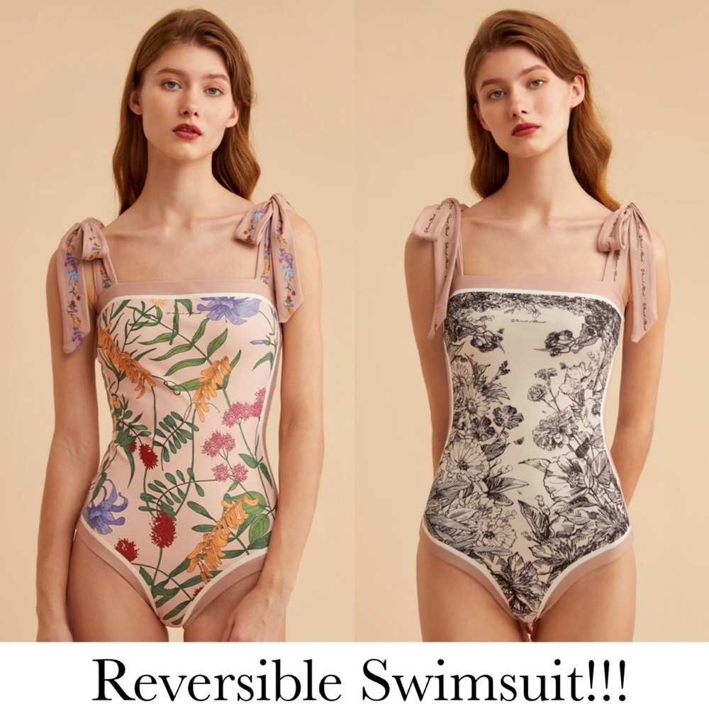 Reversible Floral One-Piece Swimsuit - Pink